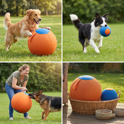 Durable training ball with cover for dogs