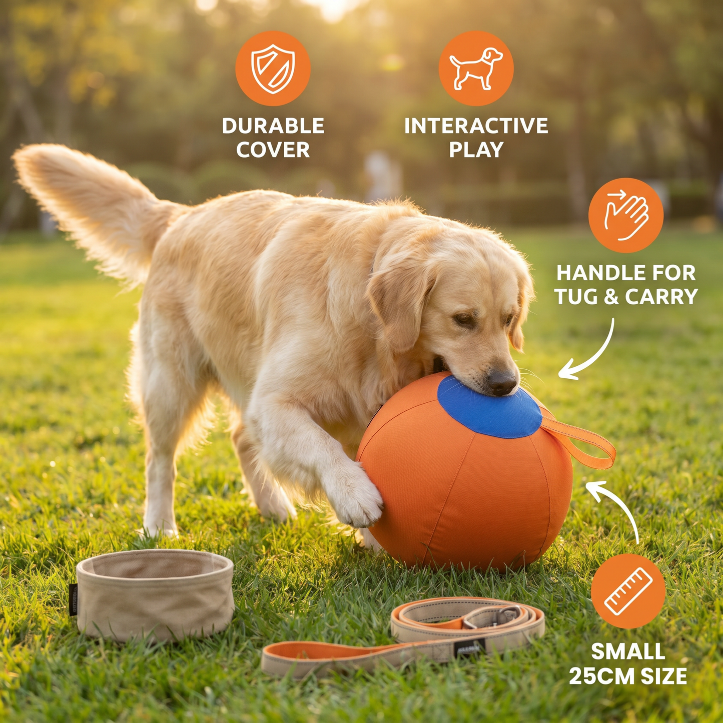 Durable training ball with cover for dogs