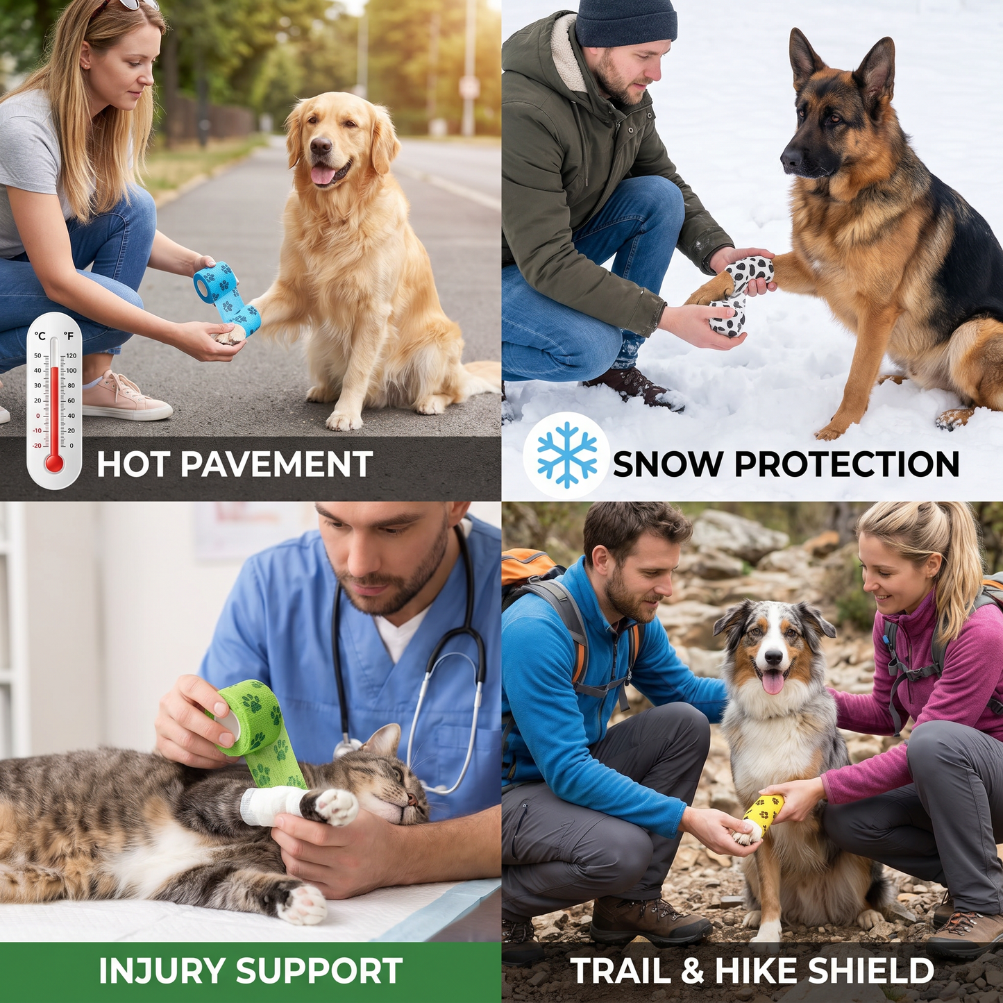 Self-Adhesive Pet Bandage Wrap for Hot Pavement & Snow Protection