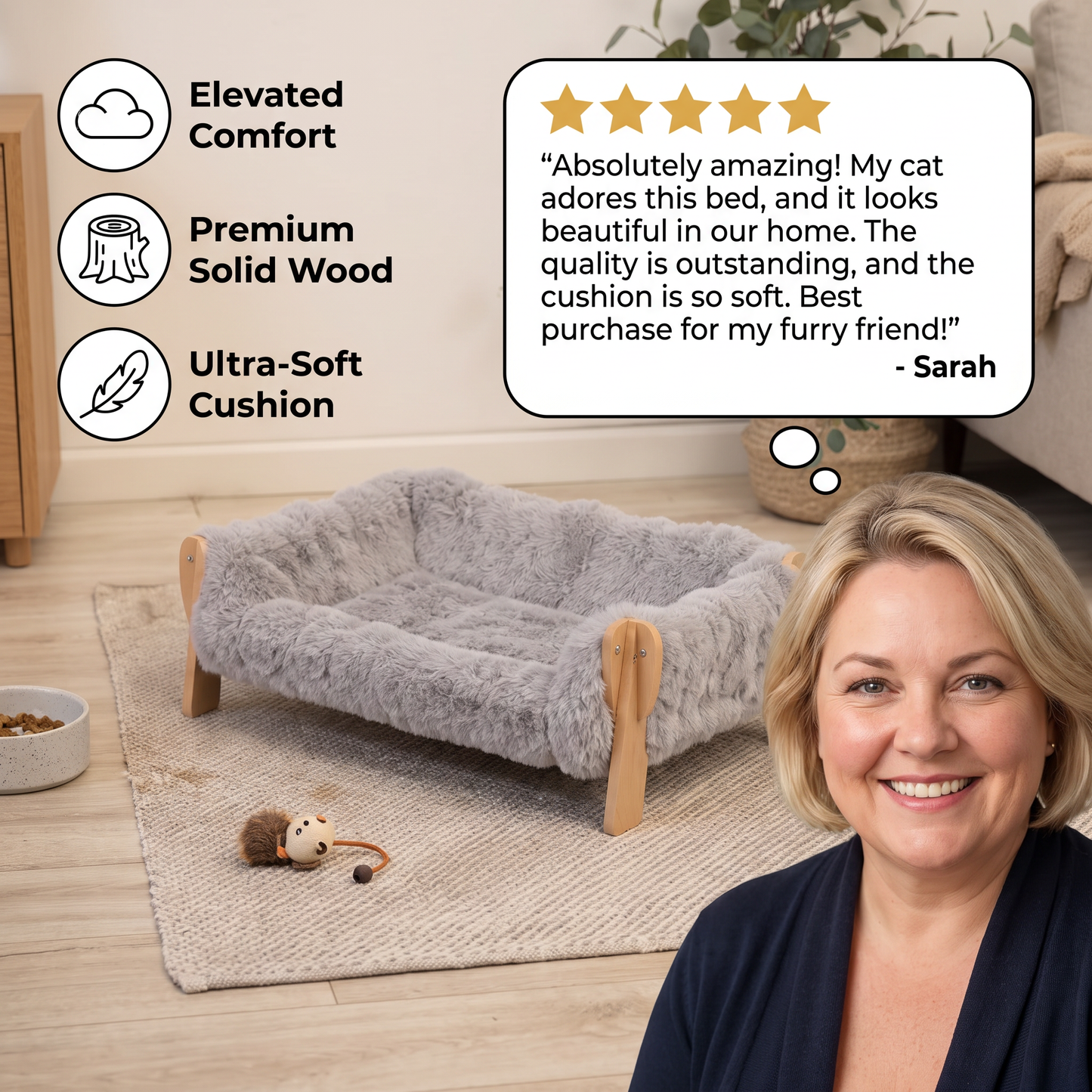 Luxury Elevated Solid Wood Pet Couch Bed