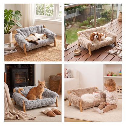 Luxury Elevated Solid Wood Pet Couch Bed