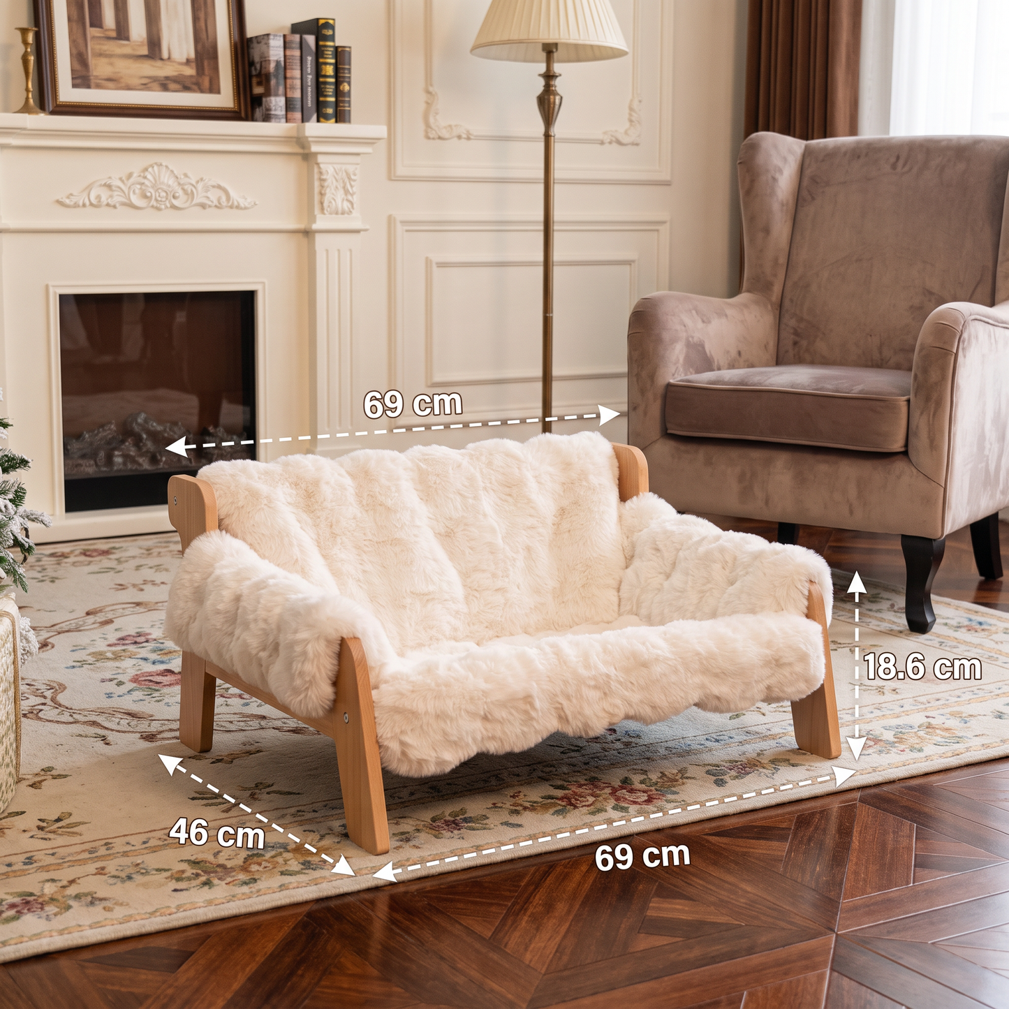 Luxury Elevated Solid Wood Pet Couch Bed