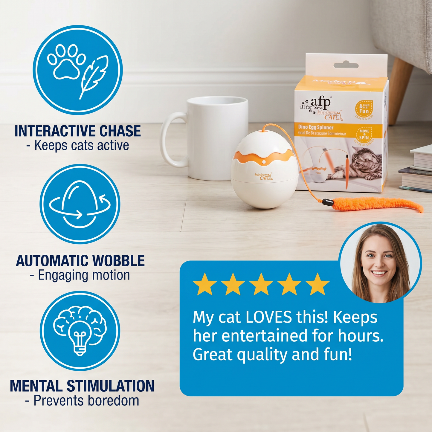 Interactive Wobble Egg Cat Toy – Automatic Feather Teaser