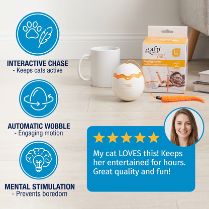 Interactive Wobble Egg Cat Toy – Automatic Feather Teaser