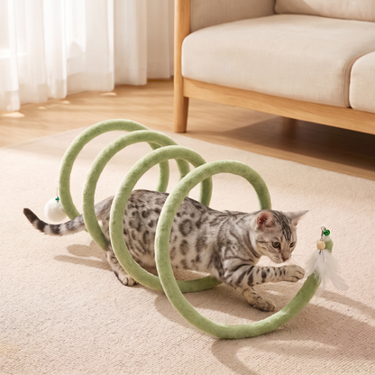 Foldable Spiral Cat Play Tunnel with Hanging Bell