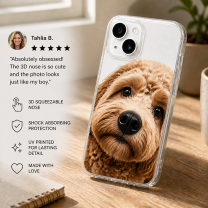 Personalized Pet Photo Phone Case with 3D Squeezable Nose