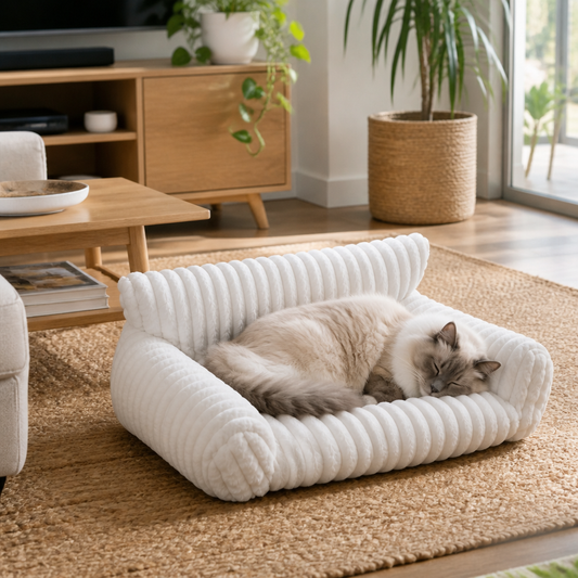 Fluffy Cloud Cat Sofa Bed with Soft Bolsters & Washable Covers