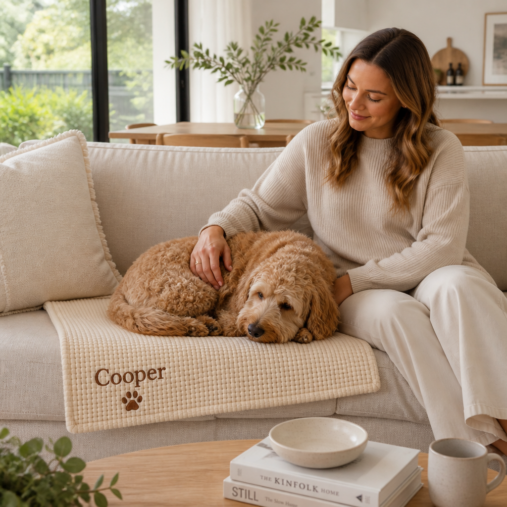 Personalized Fluffy Dog Blanket with Custom Embroidery