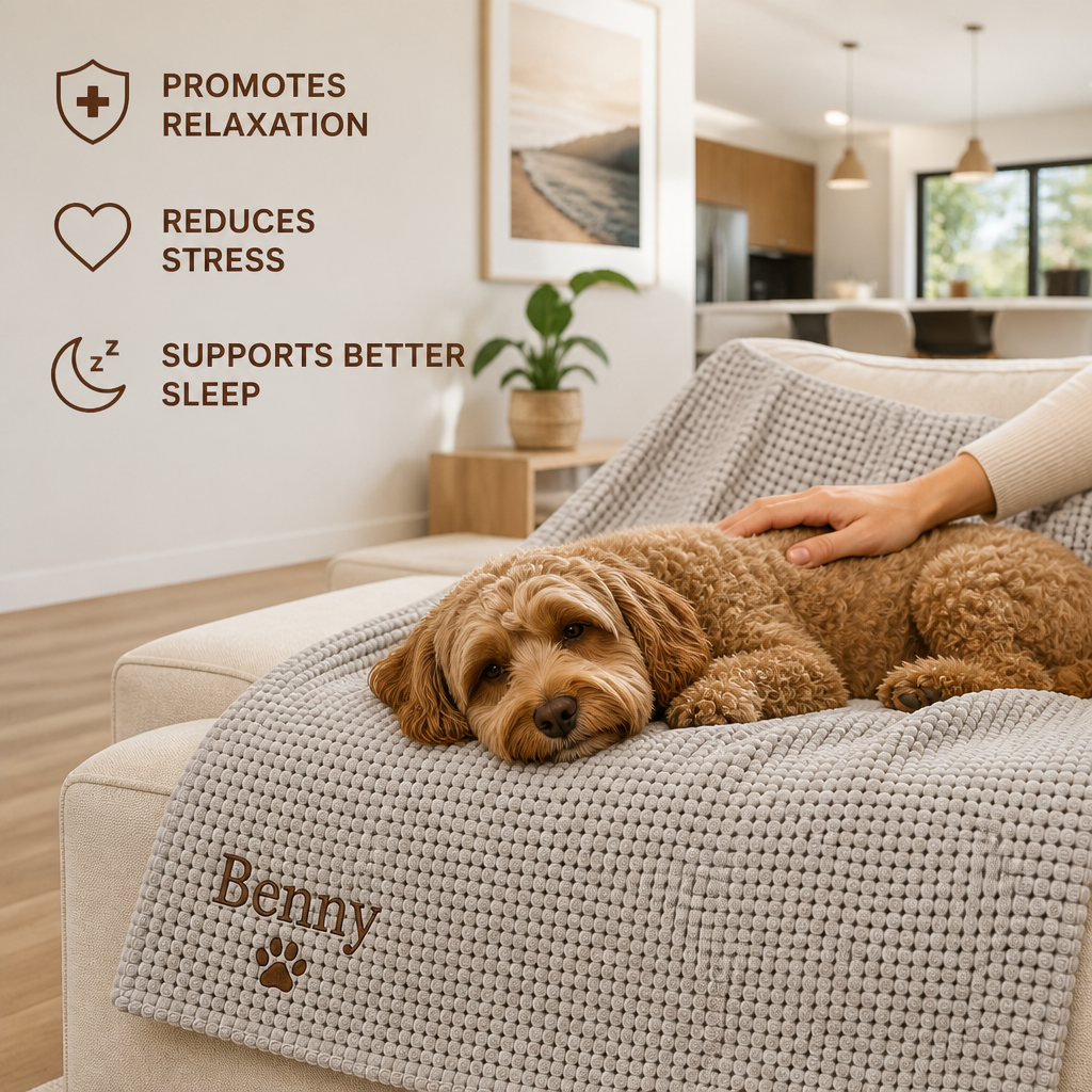 Personalized Fluffy Dog Blanket with Custom Embroidery