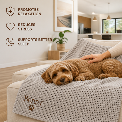 Personalized Fluffy Dog Blanket with Custom Embroidery