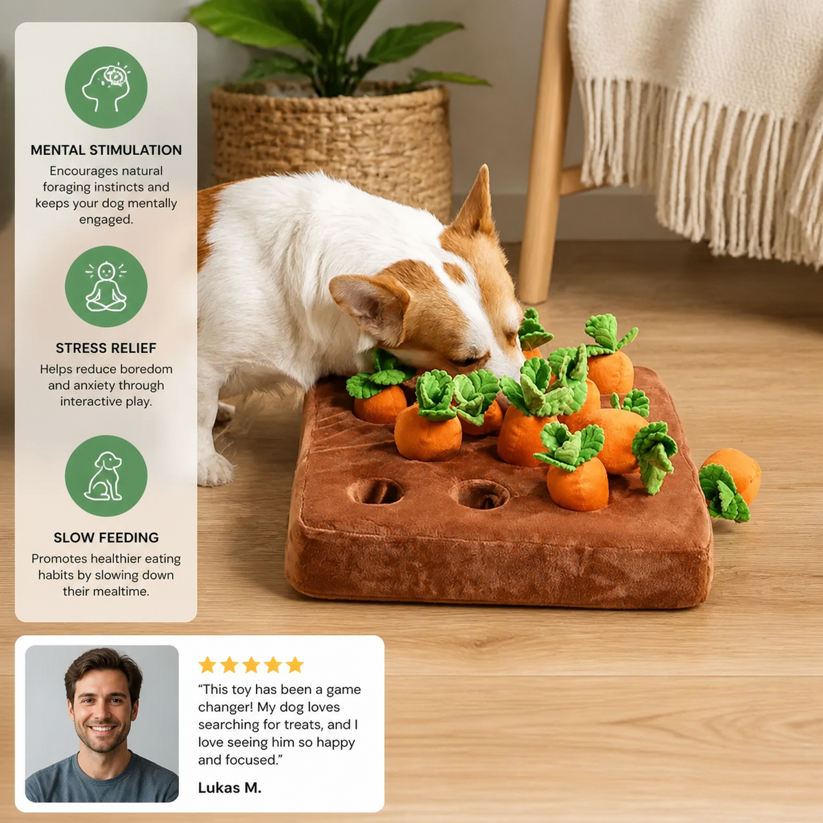 Interactive Sniffing Toy – Carrot Sniffing Garden
