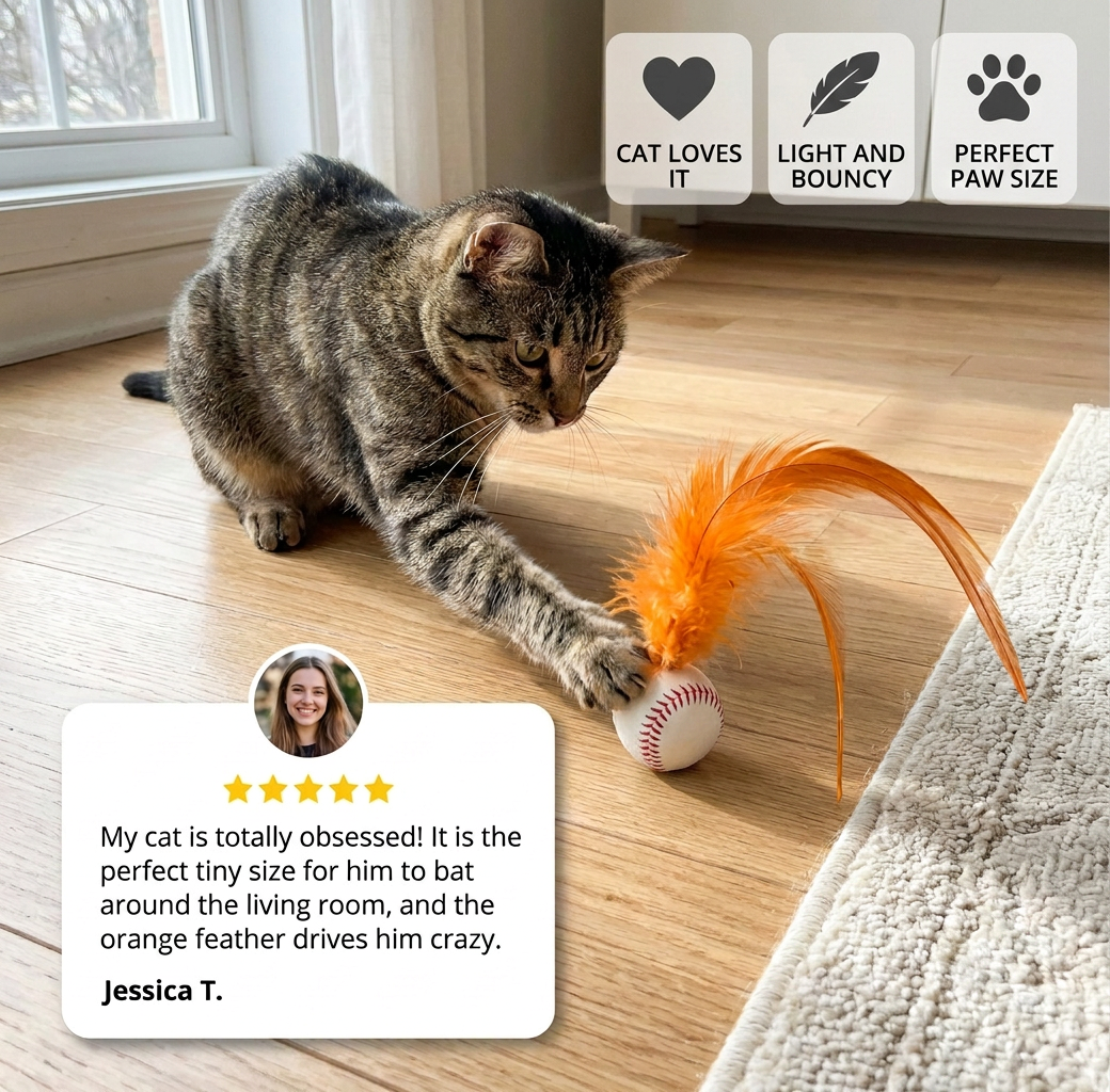 Cat Feather Rubber Ball Toy