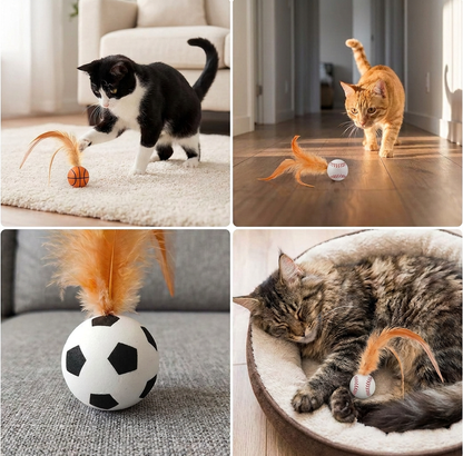 Cat Feather Rubber Ball Toy