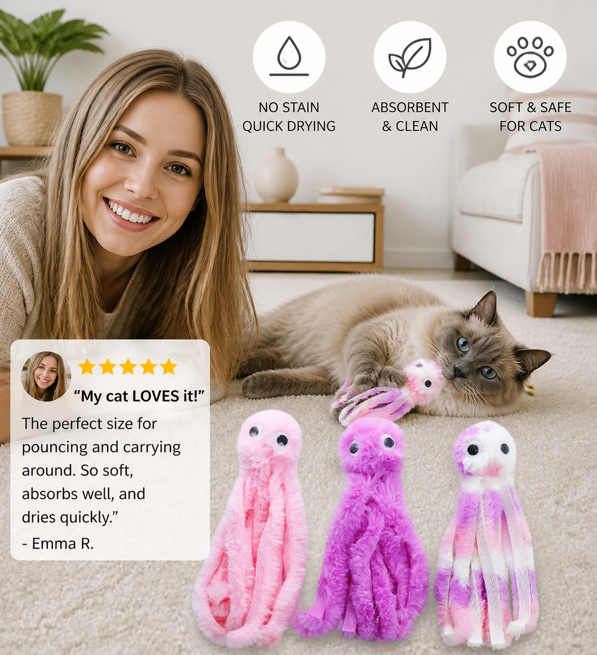 Cute Cat Toy Octopus