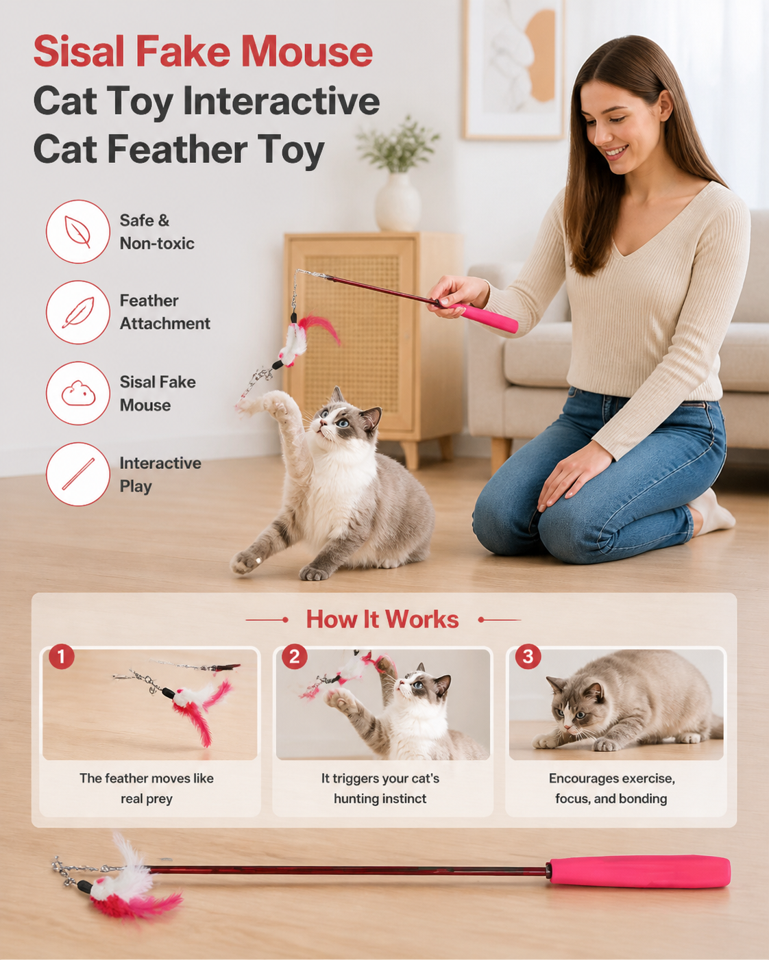 Interactive Cat Feather Toy