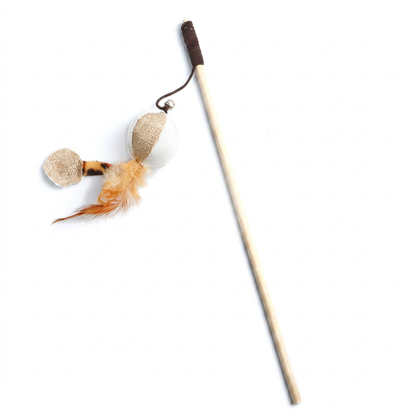 Colorful Wand Cat Toy with Wooden Handle