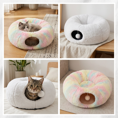 Plush Tunnel Play Bed for Cats