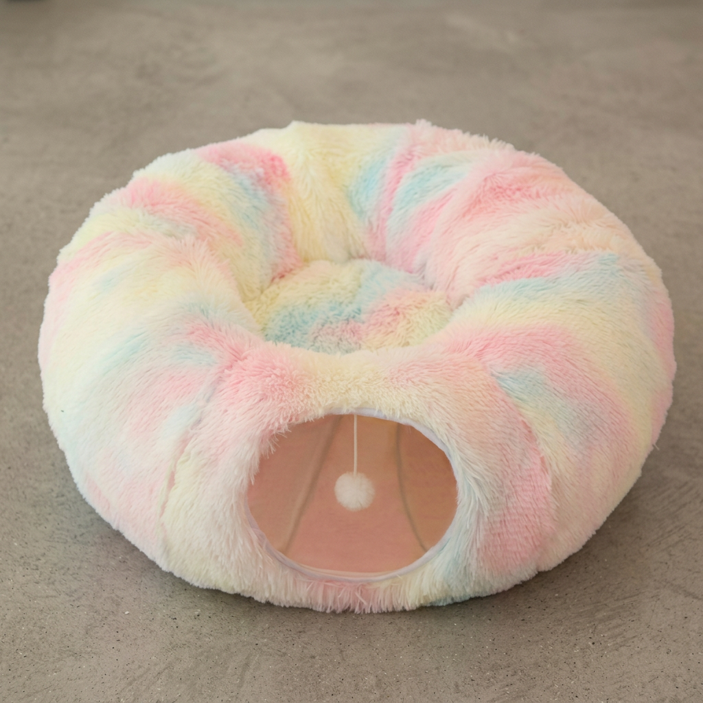 Plush Tunnel Play Bed for Cats
