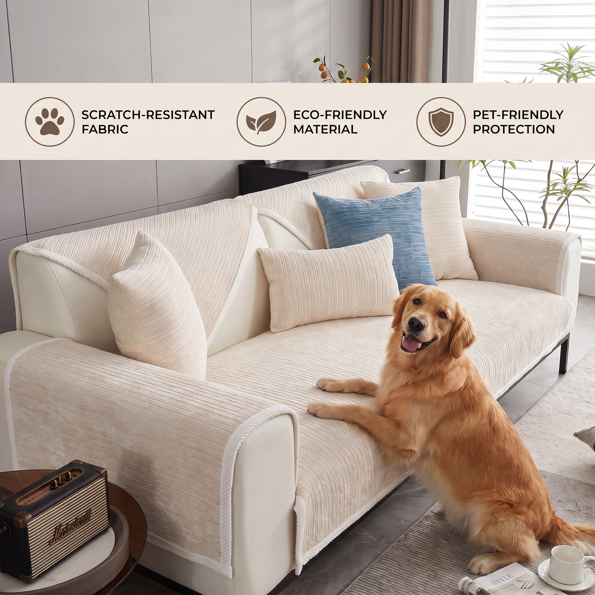 Stylish and Sustainable Anti-Scratch Couch Cover – ComfortShield