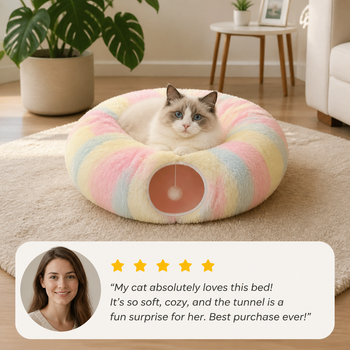 Plush Tunnel Play Bed for Cats