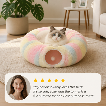 Plush Tunnel Play Bed for Cats