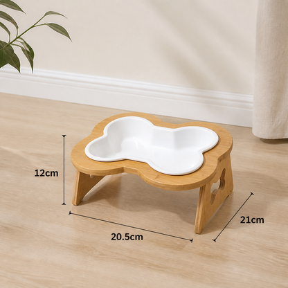 Elevated Ceramic Dog Bowl with Wooden Stand – Paws & Feast