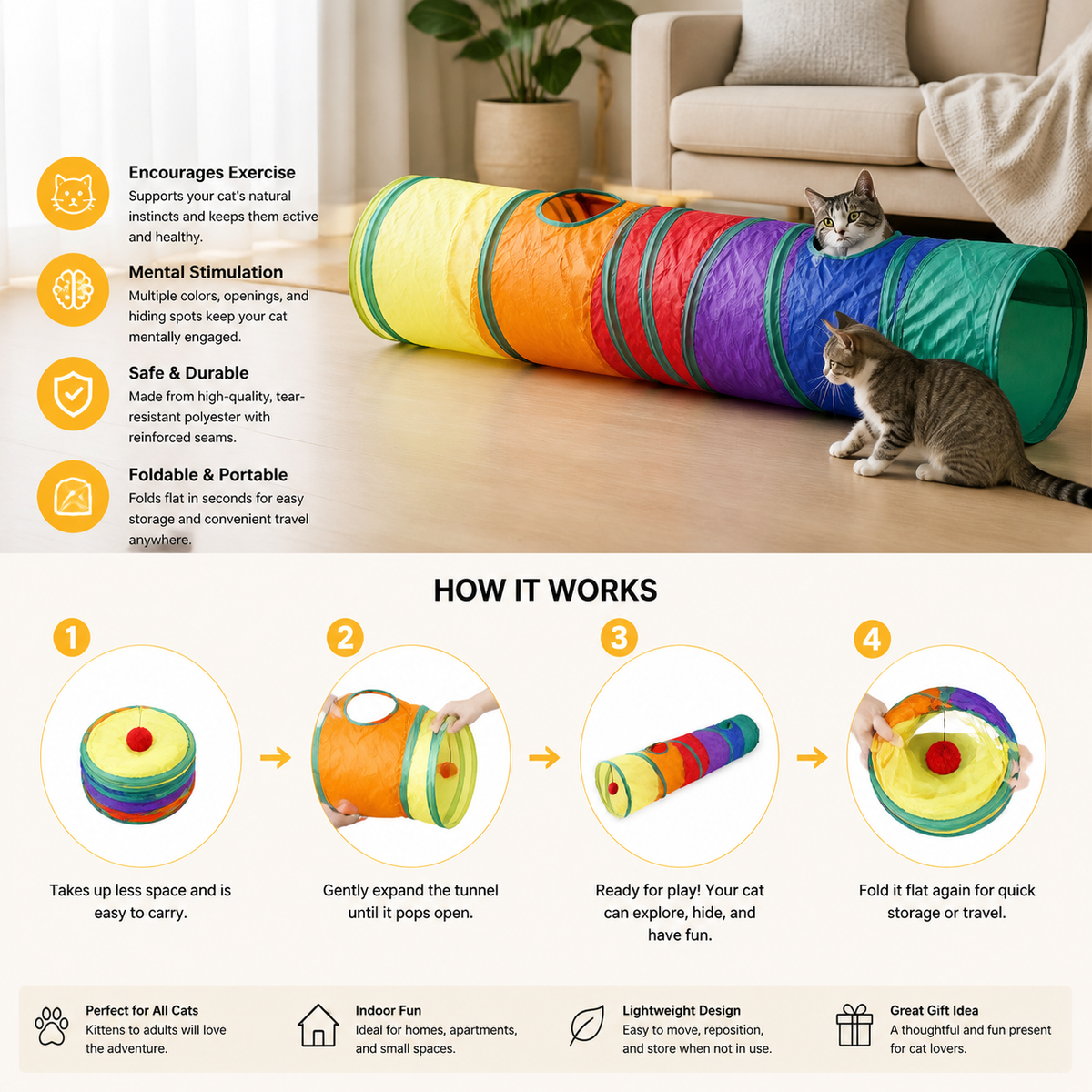 Foldable Cat Tunnel