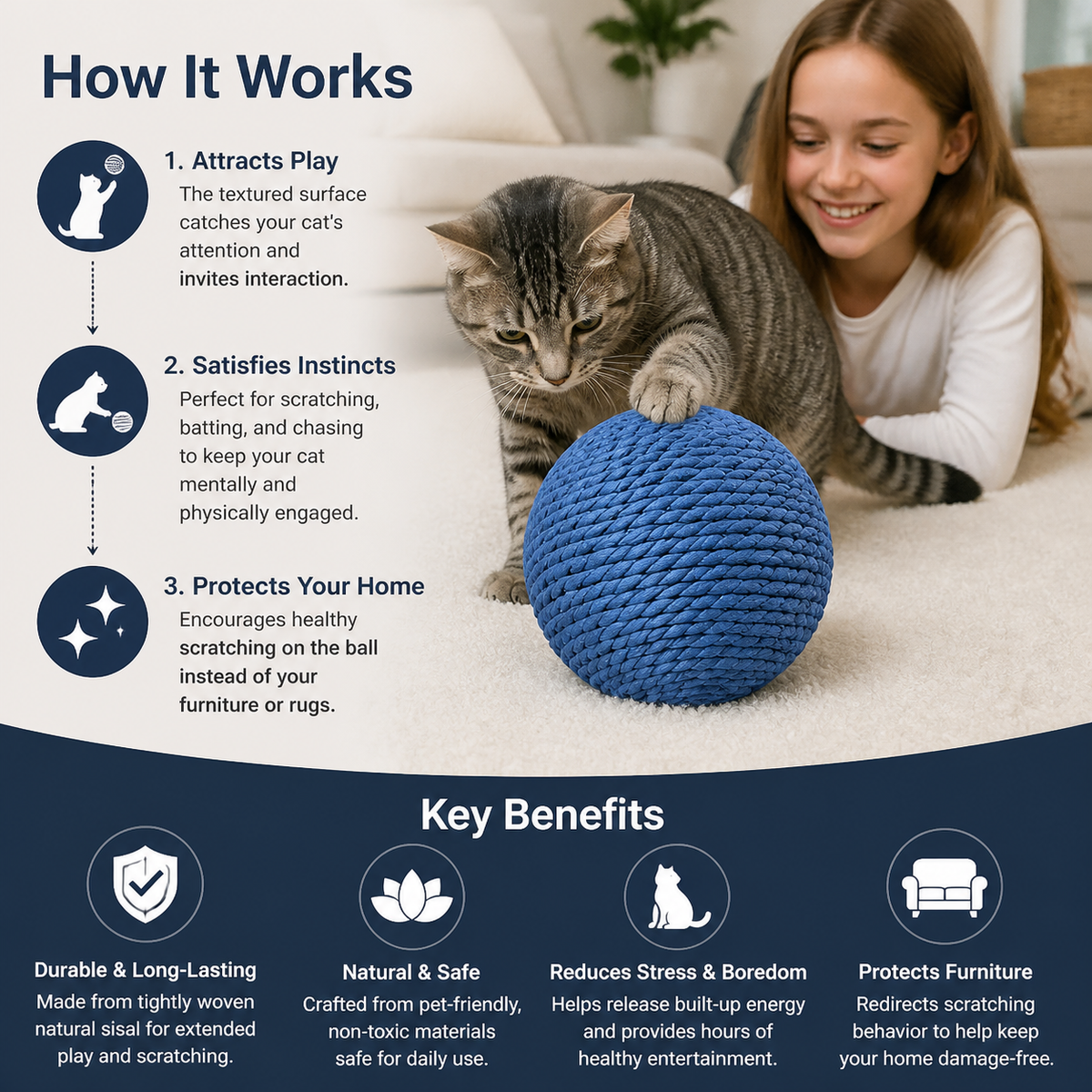 10CM Interactive Sisal Cat Scratching Ball