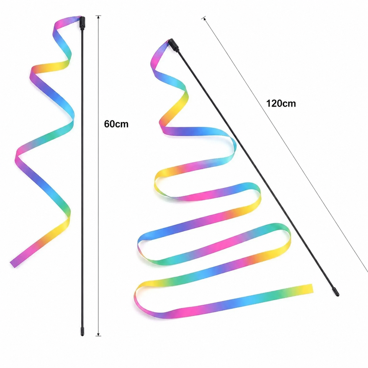 Rainbow Strips Stick Cat Teaser Wand