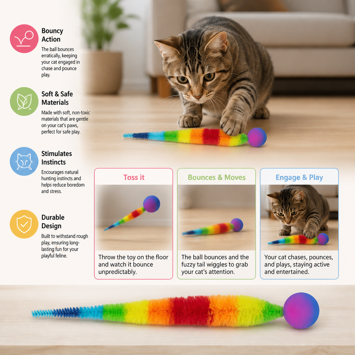 Tickle Cat Colorful bouncing ball