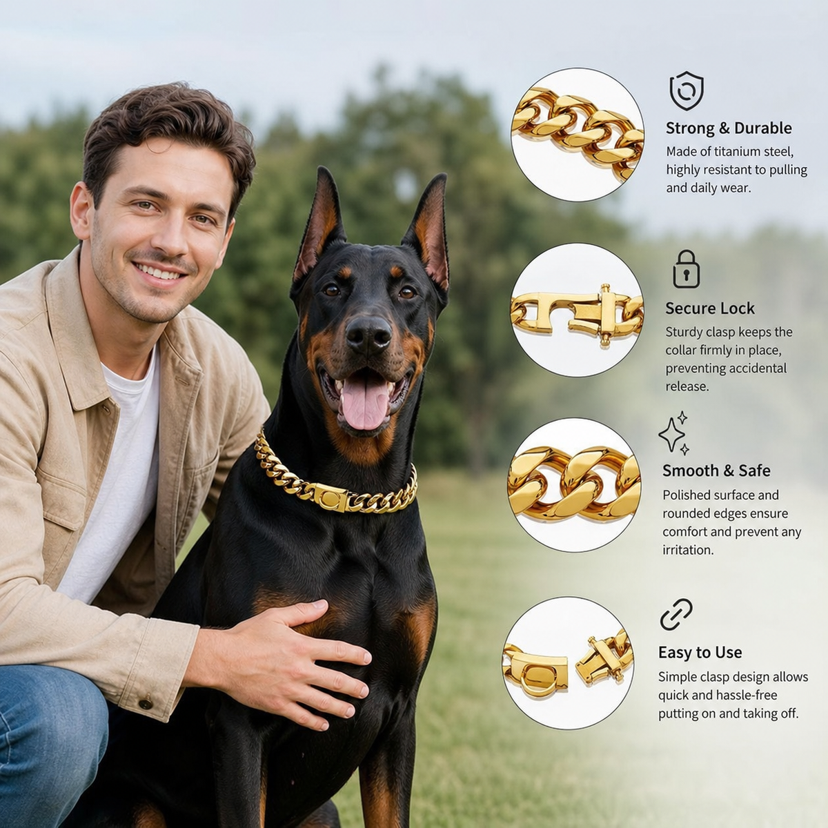Titanium Steel Dog Collar
