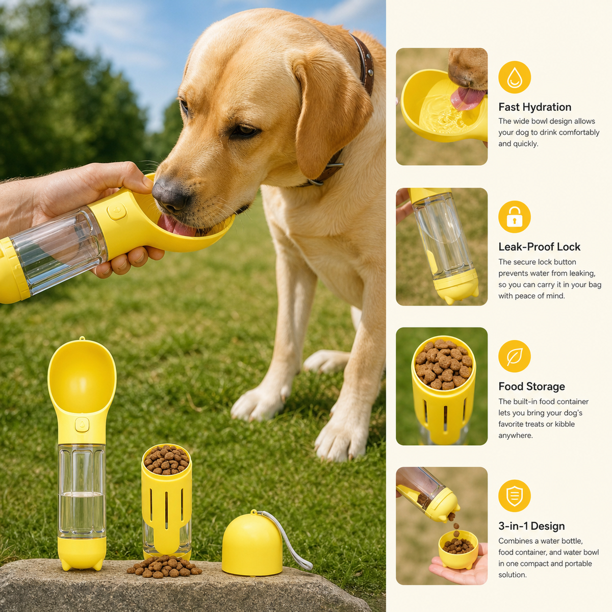 HydraPaw 3-in-1 Dog Water Bottle