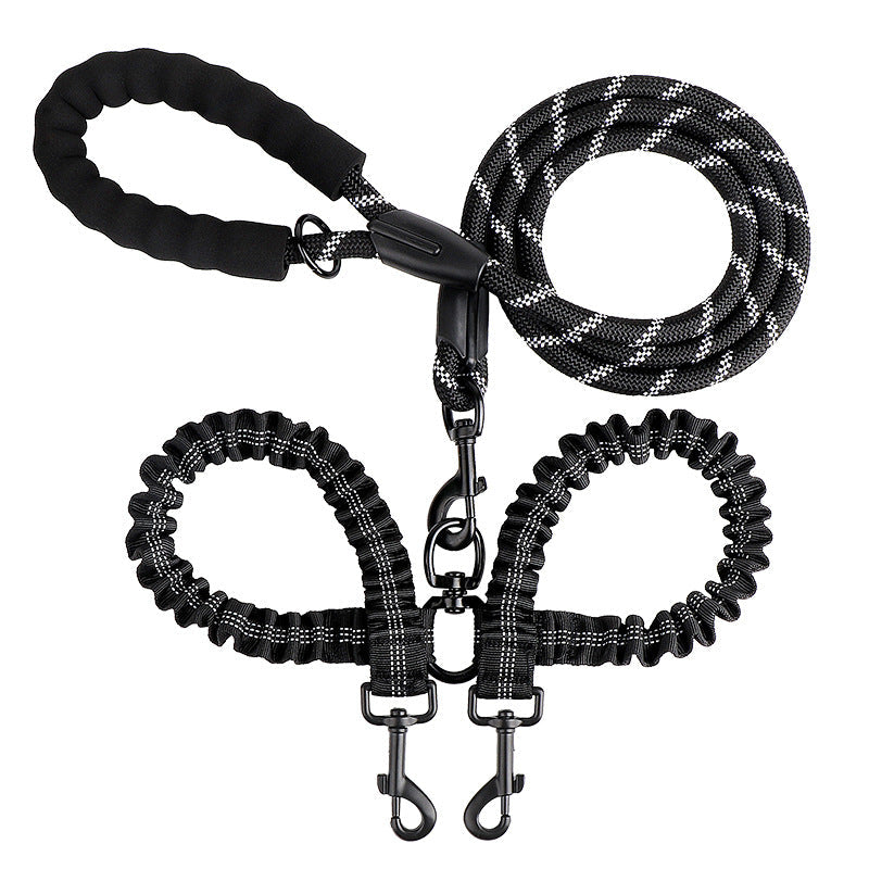 2-in-1 Double Dog Leash with 360° Swivel – Tangle-Free & Shock-Absorbing