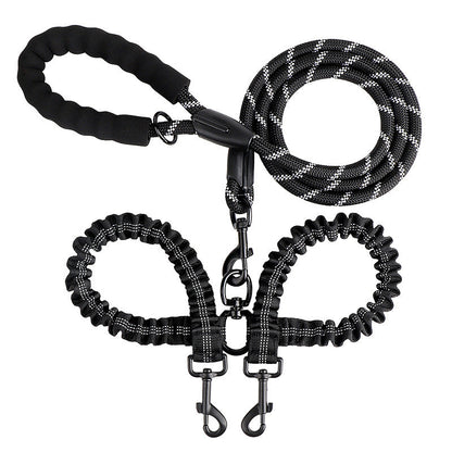 2-in-1 Double Dog Leash with 360° Swivel – Tangle-Free & Shock-Absorbing