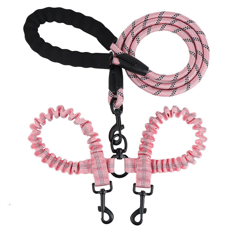 2-in-1 Double Dog Leash with 360° Swivel – Tangle-Free & Shock-Absorbing