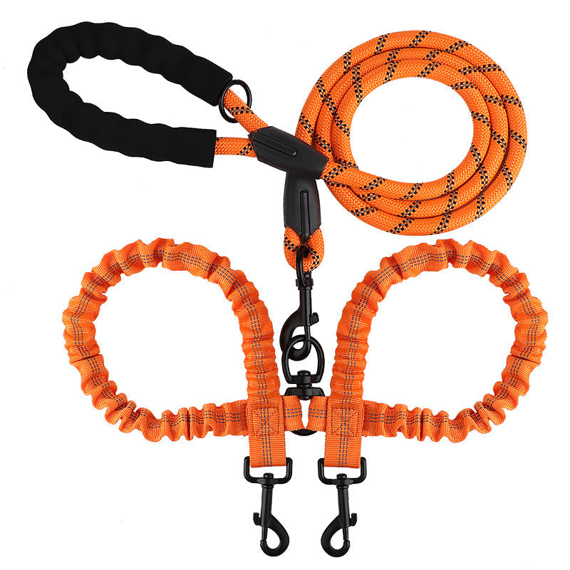 2-in-1 Double Dog Leash with 360° Swivel – Tangle-Free & Shock-Absorbing