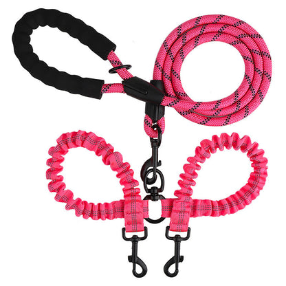 2-in-1 Double Dog Leash with 360° Swivel – Tangle-Free & Shock-Absorbing