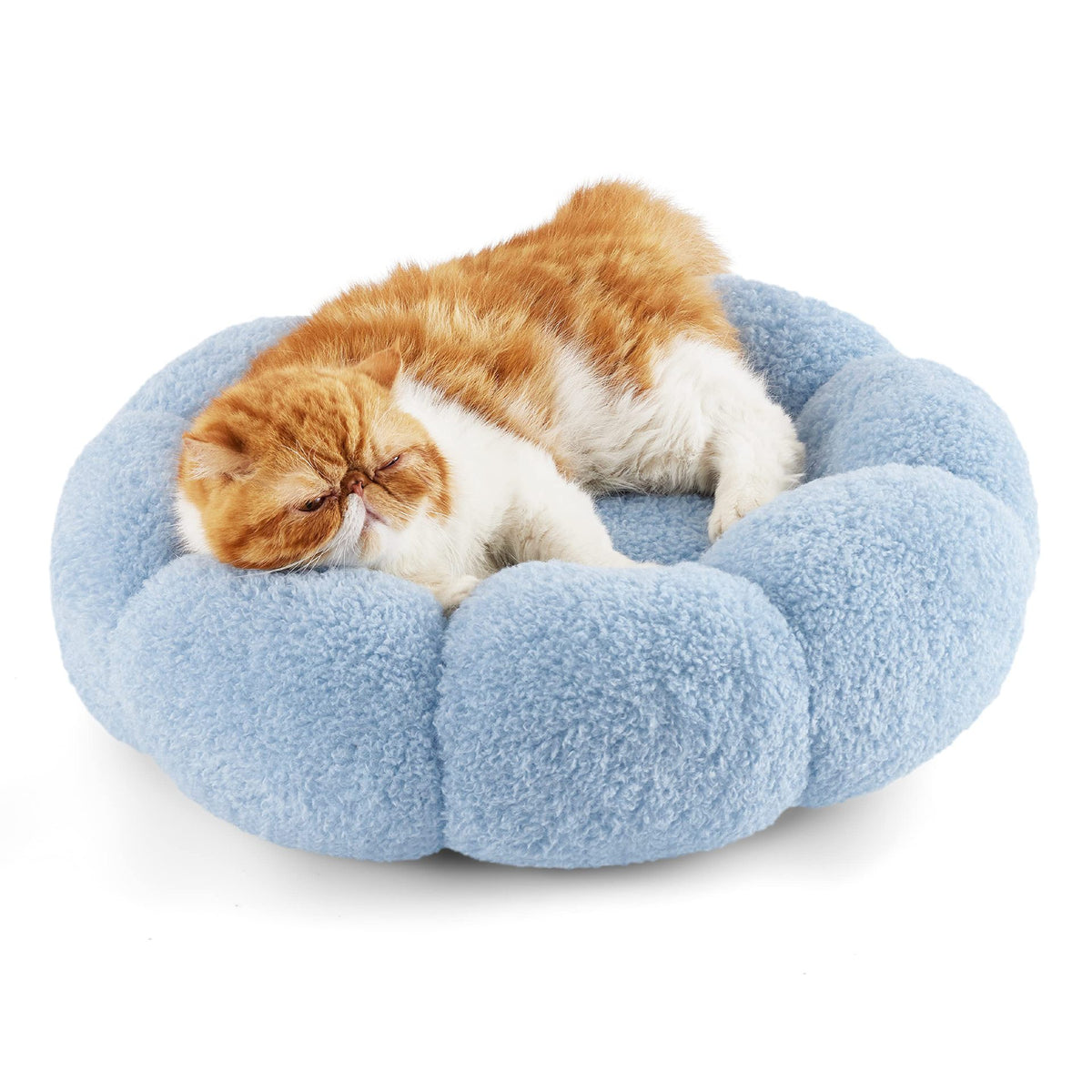 Luxury Floral Fluffy Donut Cat Bed – Soft & Washable Round Cushion