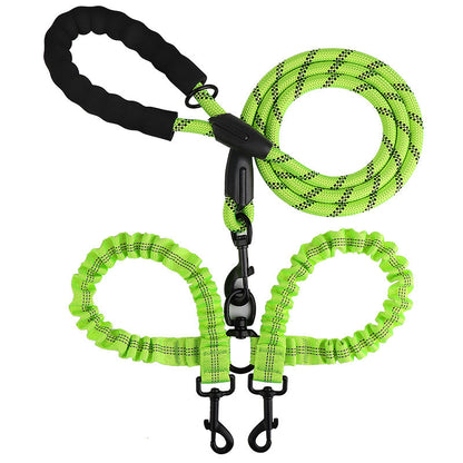 2-in-1 Double Dog Leash with 360° Swivel – Tangle-Free & Shock-Absorbing