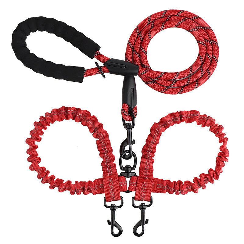 2-in-1 Double Dog Leash with 360° Swivel – Tangle-Free & Shock-Absorbing