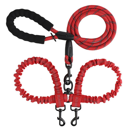 2-in-1 Double Dog Leash with 360° Swivel – Tangle-Free & Shock-Absorbing