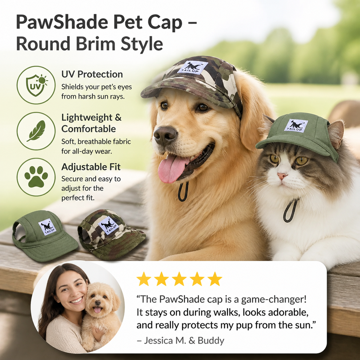 PawShade Pet Cap – Round Brim Style