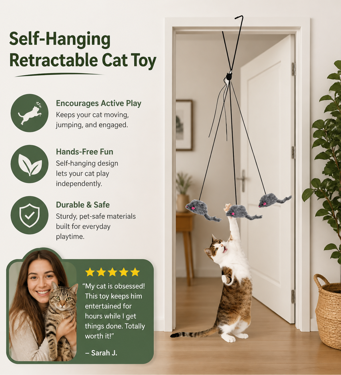 Self-Hanging Retractable Cat Toy