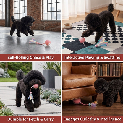 Upgraded Smart Rolling Dog Ball – Durable Interactive Toy with Mesh Tail