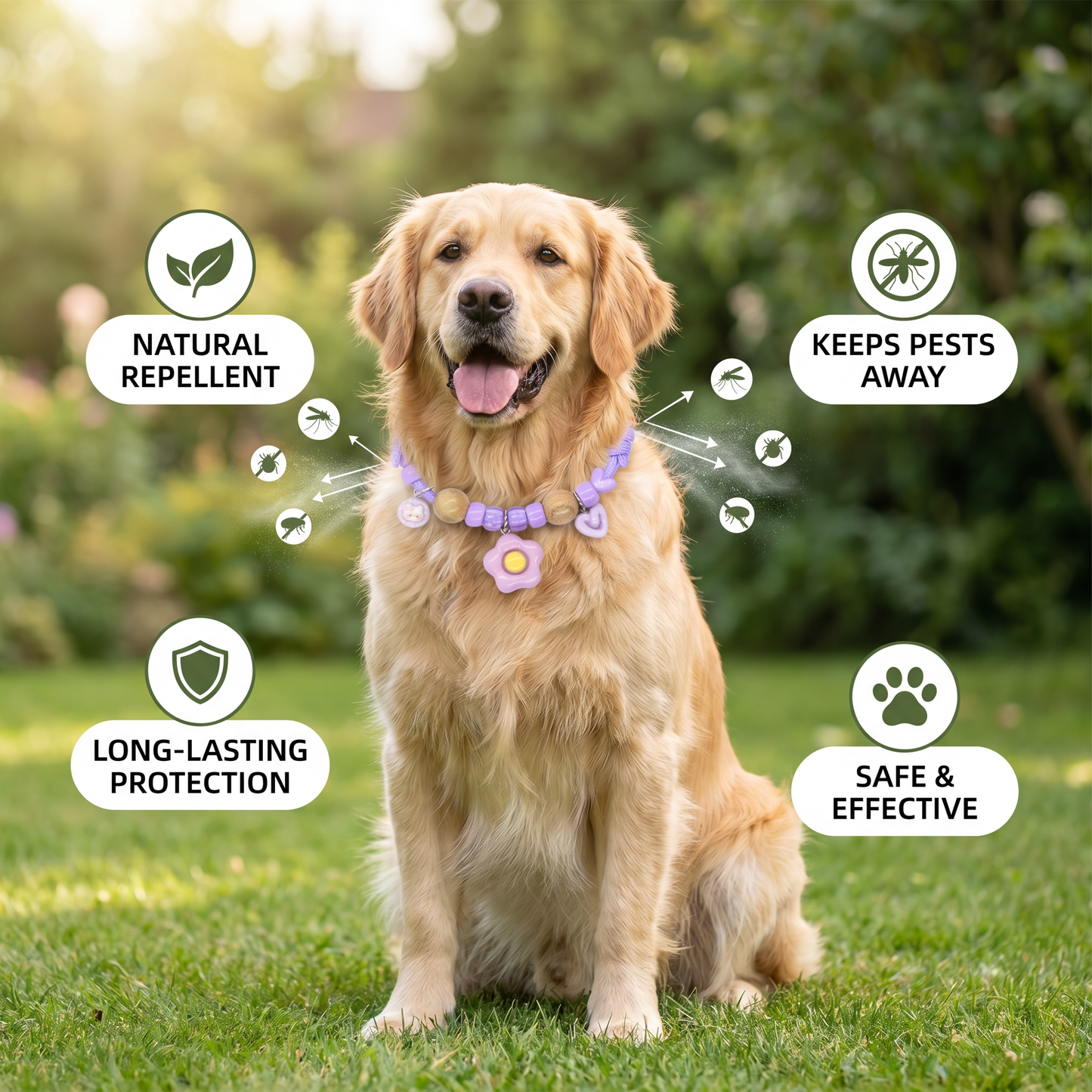 Cute collar with insect repellent for dogs