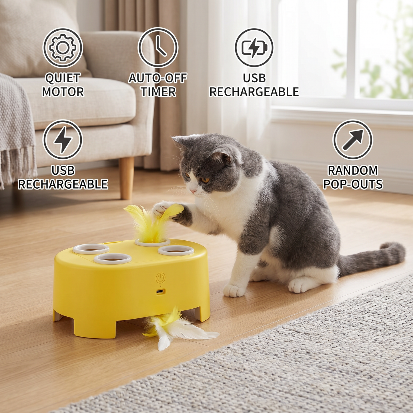 Automatic Feather Chase Toy for Cats