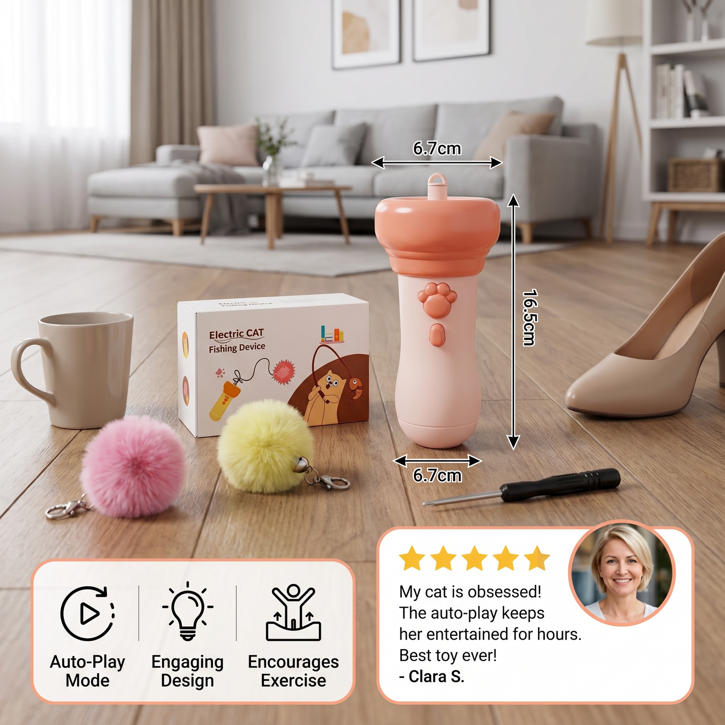 Interactive Pom-Pom Launcher Tod for Cats