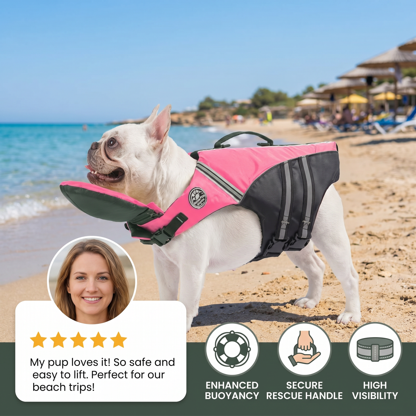 Dog Safety Swim Vest with Rescue Handle