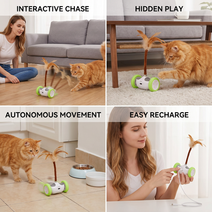 Self-Moving Feather Cat Teaser Toy