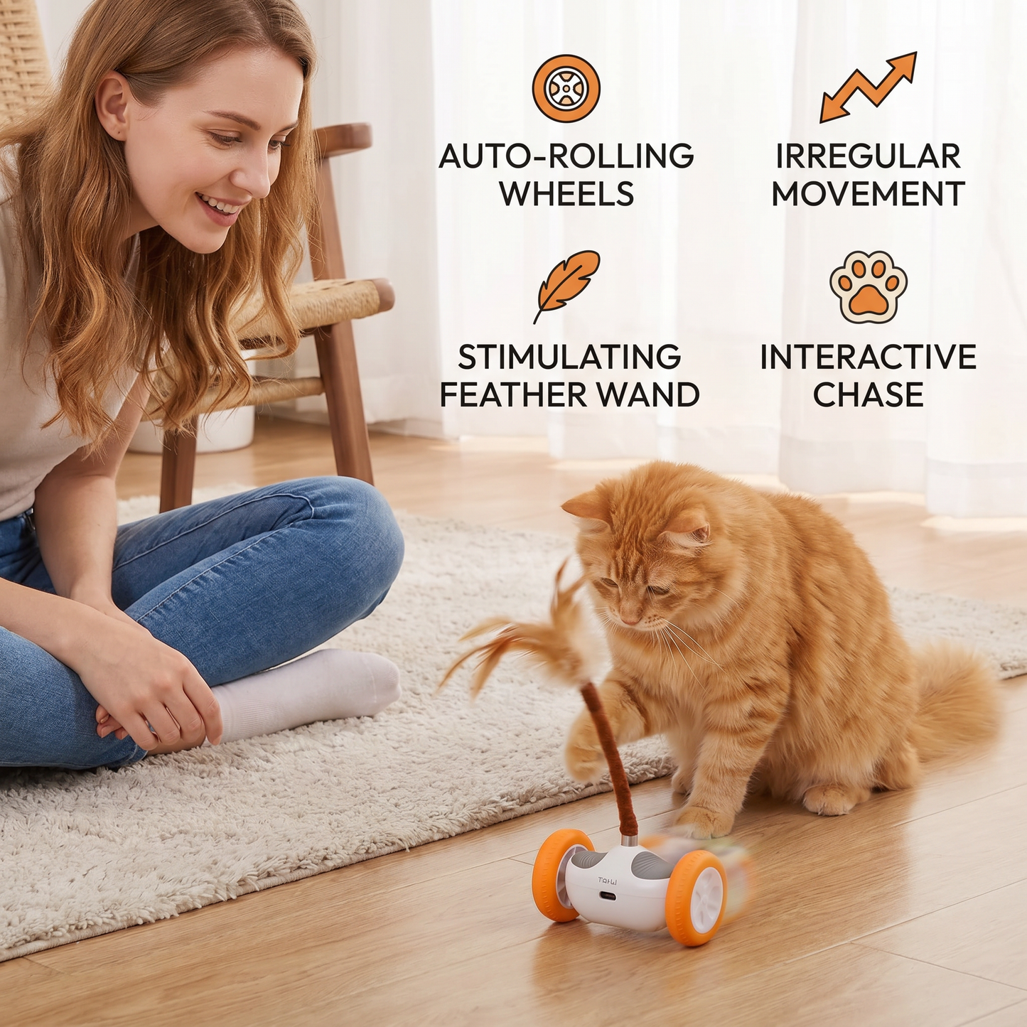 Self-Moving Feather Cat Teaser Toy